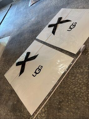 UGG White Gift Bags with Black Ribbon - Set of 2